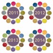 Conjunto de calendarios del año 2011 al 2014