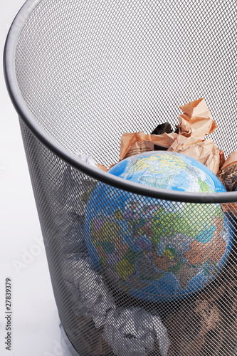 Photo: Planet Trashed In a Paper Dustbin Planet Trashed In a Paper Dustbin