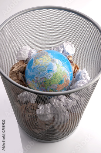 Photo: Planet Trashed In a Paper Dustbin Planet Trashed In a Paper Dustbin