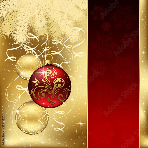 Vector: Elegant background with three Christmas balls Elegant background with three Christmas balls