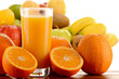 Composition with glass of orange juice and fruits Composition with glass of orange juice and fruits