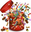 Scatola Caramelle Cioccolato e Biscotti-Candies Gift-Vector