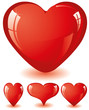 Photo : Set of red glitter shiny hearts, vector illustration
