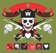 military composition with a skull on a green background