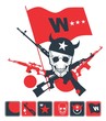 military composition with a skull and flag