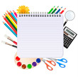 Spiral notepad with school supplies. Vector. Spiral notepad with school supplies. Vector.