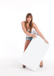 Nummern Girl mit Plakat