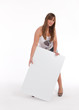Nummern Girl mit Werbeschild