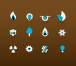 Set of white blue vector icons.