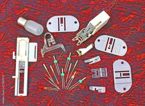 Photo: Assortment Sewing Machine Attachments Fabric Assortment Sewing Machine Attachments Fabric