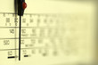 radio tuning dial; strong differential focus.