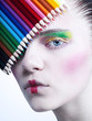 woman with multicolored makeup