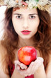young beautiful woman with apple