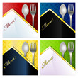 Restaurant menu with fork and spoon and space for text