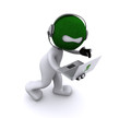 Cartoon hacker with laptop