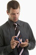 Man holding blood sugar test