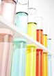 Test tubes filled with colored fluid