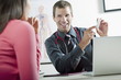 Doctor holding bottle of pills for patient