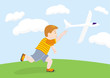 the little boy starts plane model