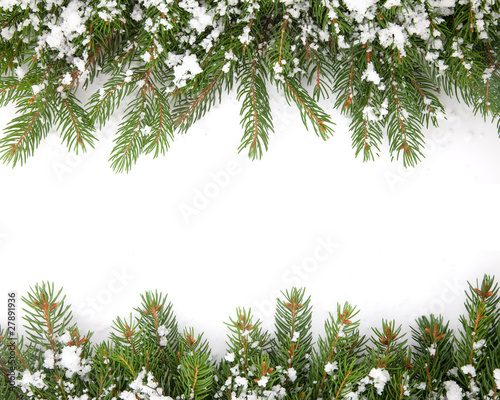 Foto: Christmas framework with snow isolated on white background Christmas framework with snow isolated on white background