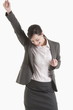 Woman holding fist up