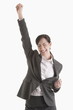 Woman holding fist up