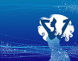 Party girl on dark blue background