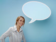 businesswoman with think balloon