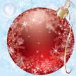Red christmas ball on a blue background with snowflakes Red christmas ball on a blue background with snowflakes