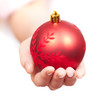 Girl gives a christmass gift