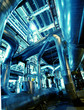 Industrial zone, Steel pipelines in blue tones