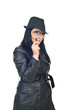 Detective woman with magnifying glass