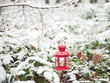 red lantern in snowed forest