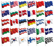 Set of flags with waves and gradients