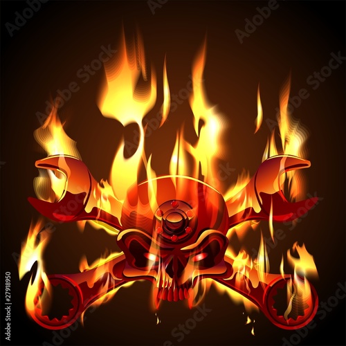 Vector: Vector Metal Jolly Roger in flame Vector Metal Jolly Roger in flame
