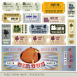 Vector set: tickets admit one in different styles. Vector set: tickets admit one in different styles.