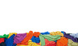 Messy colorful clothes border with space for text Messy colorful clothes border with space for text