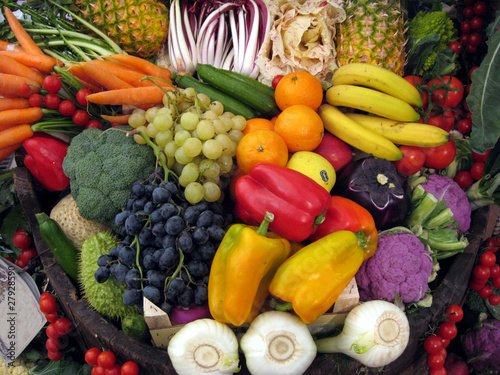 Photo: fruit and vegetables on the basket fruit and vegetables on the basket