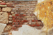 Brick wall with stucco.