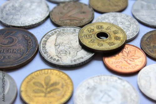 Photo: Collection of old coins from different countries Collection of old coins from different countries