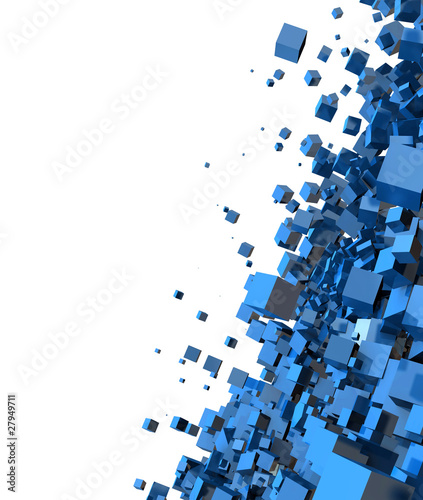 Illustration: 3D - Hintergrund - Fliegende Würfel Blau 09 3D - Hintergrund - Fliegende Würfel Blau 09