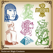 Vector set - American Indian national patterns background
