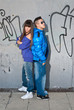 Young couple urban fashion standing portrait