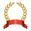 Illustration: Lorbeerkranz Gold mit rotem Band unten Lorbeerkranz Gold mit rotem Band unten