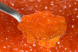 Spoon with red caviar (fish roe) Spoon with red caviar (fish roe)