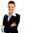 Positive business woman smiling