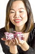 woman holding a gift