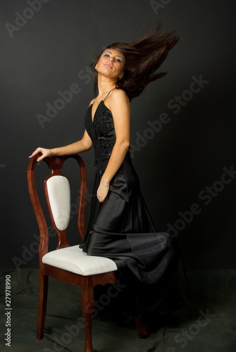 Photo: The girl in the dress in the studio The girl in the dress in the studio