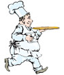 Vector: Chef carrying tray Chef carrying tray