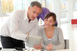 Business people working in ofice with electronic pad